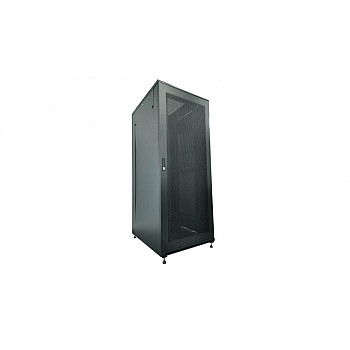Szafa serwerowa rack 19 cali 42U 600x1000, drzwi szklane, kolor czarny FLAT PACK