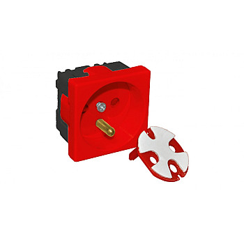 Gniazdo elektryczne 45x45 z kluczem, czerwone - 2P+Z PZ01