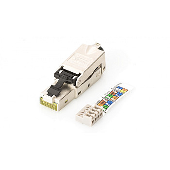 Wtyk modularny RJ45 kat.6A PoE+ 10GbE STP ekranowany metalowy beznarzędziowy AWG 27-22 DN-93631