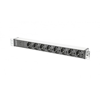 Listwa zasilająca PDU 19 Rack 8x gniazdo schuko 2m 1x wtyk C14 10A aluminiowa DN-95410