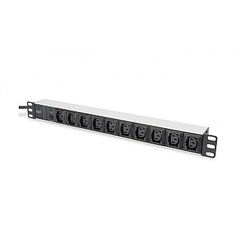 Listwa zasilająca PDU 19 Rack 10x gniazdo C13 2m 1x wtyk C14 10A zab. przeciążeniowe DN-95404