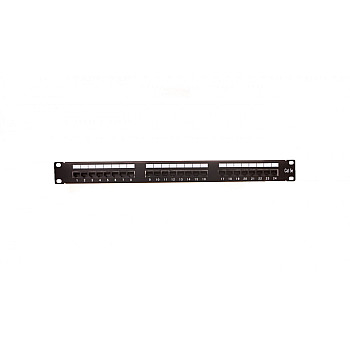 Patch panel kompletny 19 cali 24x RJ45 U/UTP kat. 5e czarny (RAL 9005) z tacką DN-91524U-EC