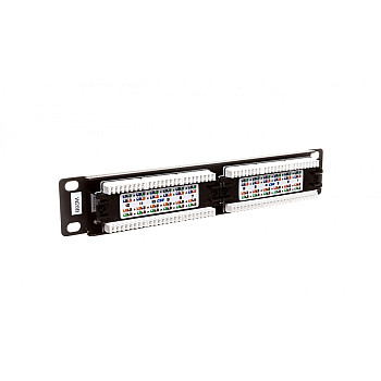 Patch panel kompletny 10 cali 12x RJ45 U/UTP kat. 5e 1U czarny (RAL 9005) DN-91512U