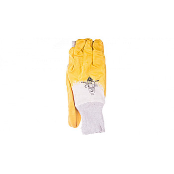 Rękawice z lekkiego Nitrylu na wkładzie z dżerseju, góra wentylowana biało-żółte rozmiar 7 NI01507