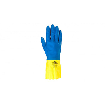 Rękawice gospodarcze z lateksu, flokowane, długość 30 Cm, Gr. 0,60 Mm niebiesko-żółte rozmiar 8,5 VE330BJ08