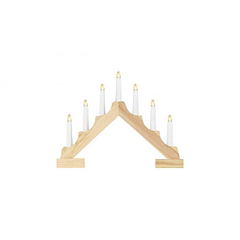 Dekoracje - świecznik drewniany 7 LED, 29 cm 2x AA ciepła biel, IP20, timer DCAW11