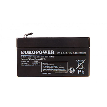 Akumulator bezobsługowy AGM 1,2Ah 12V Europower EP 1,2-12