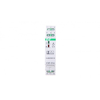 Przekaźnik kolejności, zaniku i asymetrii faz 3x400/230V+N 10A 1P 4sek 55V CKF-316