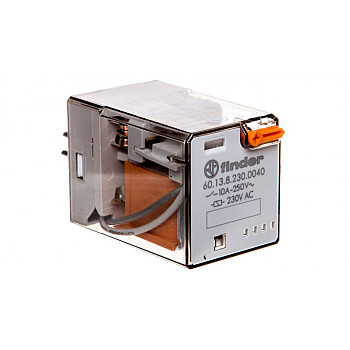 Przekaźnik miniaturowy 3P 10A 230V AC przycisk testujący mechaniczny wskaźnik zadziałania AgNi 60.13.8.230.0040