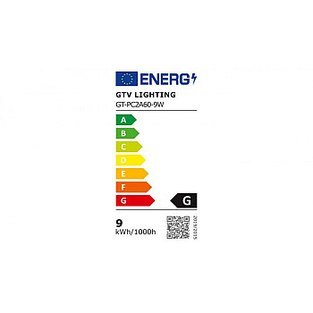 Żarówka LED SMD 2835, E27, A60, 9W, 760 lm, 3000K, AC220-240V, 50-60Hz, kąt świecenia 200