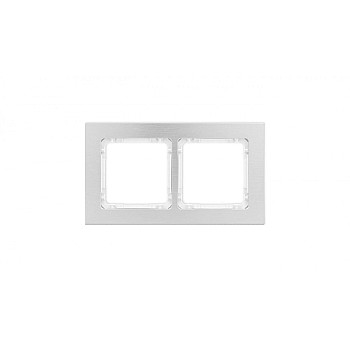 DECO Ramka uniwersalna podwójna - aluminium szczotkowane (ramka: srebrna spód: biały) 7-0-DRA-2