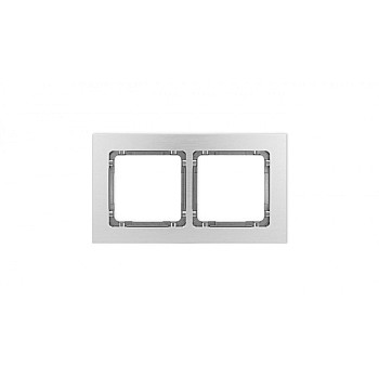 DECO Ramka uniwersalna podwójna - aluminium szczotkowane (ramka: srebrna spód: grafitowy) 7-11-DRA-2