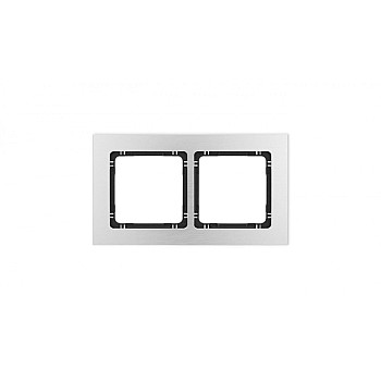 DECO Ramka uniwersalna podwójna - aluminium szczotkowane (ramka: srebrna spód: czarny) 7-12-DRA-2