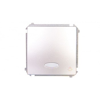 Simon Basic Przycisk światło z podświetleniem 10AX 250V, szybkozłącza, srebrny mat BMS1L.01/43