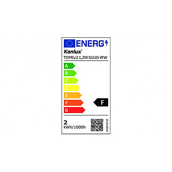 Żarówka LED GU10 TOMIv2 1,2W GU10-WW 120lm 3000K barwa ciepła 34962