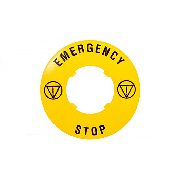 Szyld opisowy fi 60mm EMERGENCY/STOP LPXAU115