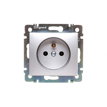 VALENA Gniazdo pojedyncze 2P+Z z przesłonami 16A IP20 aluminium 770197