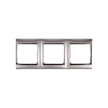 VALENA Ramka potrójna pozioma aluminium/srebro 770353