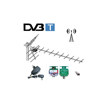 Antena DVB-T kierunkowa 19-elementowa YAGA + wzmacniacz LIBOX LB019W