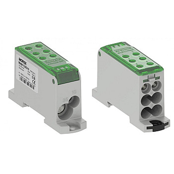 Blok dystrybucyjny - rozdzielczy OJL135A zielony AL/CU we:1x2,5-35mm2 /1x2,5-10mm2 wy: 4x2,5-16mm2/2x2,5-10mm2 1000V MAB1135G10