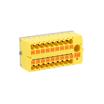 Blok rozdzielczy PTFIX 6/18X2,5-NS35 YE, żółte złącze przemysłowe - 18 punktów przyłączeniowych o przekroju 2,5mm2