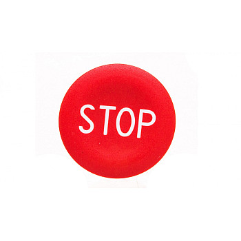 Wkładka przycisku 22mm płaska czerwona z symbolem STOP ZBA434